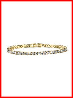 14K Gold Plated Tennis Bracelet 3mm Cubic Zirconia 7" Chain